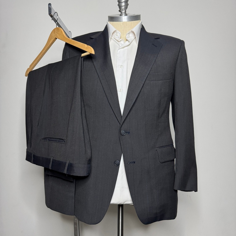 Vintage‎ USA Christian Brooks Men's 44L 36W Wool Pinstripe Two-Piece Suit